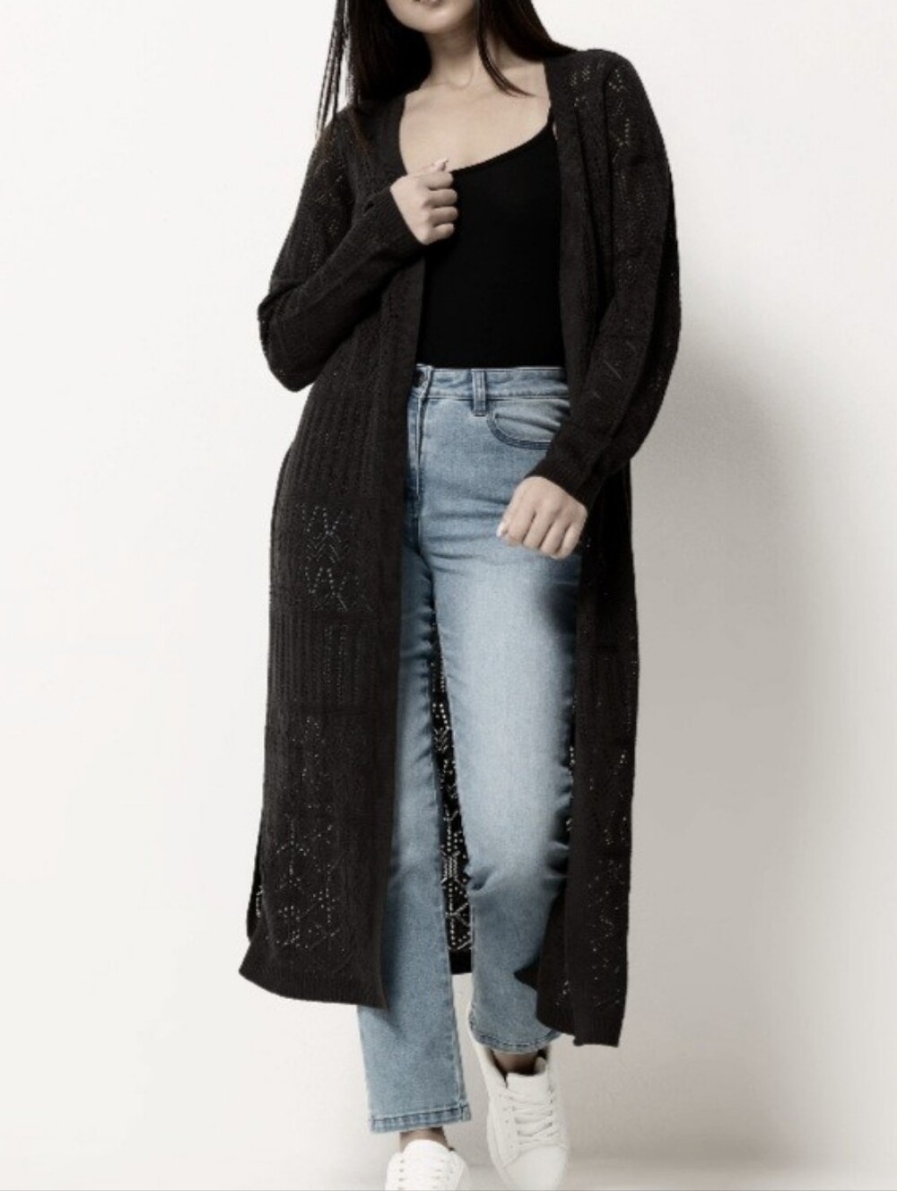 NEW! Jessica Simpson Black Knit Long Button-Down Cardigan Size 3X